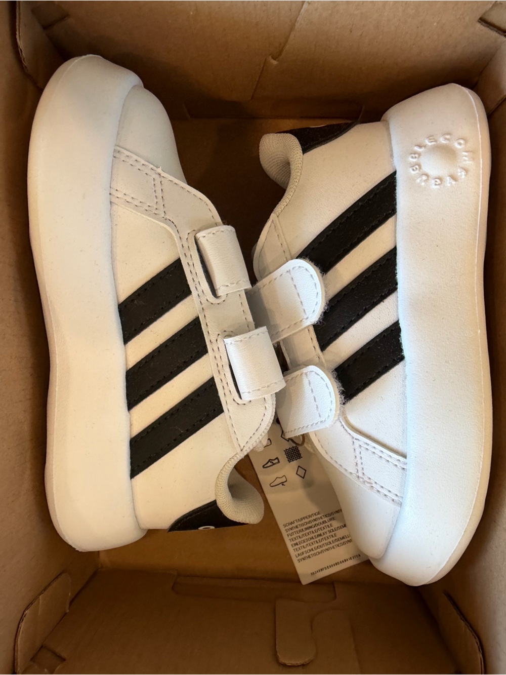 adidas Grand Court White Black Hook & Loop Sneaker Toddler Size 7K